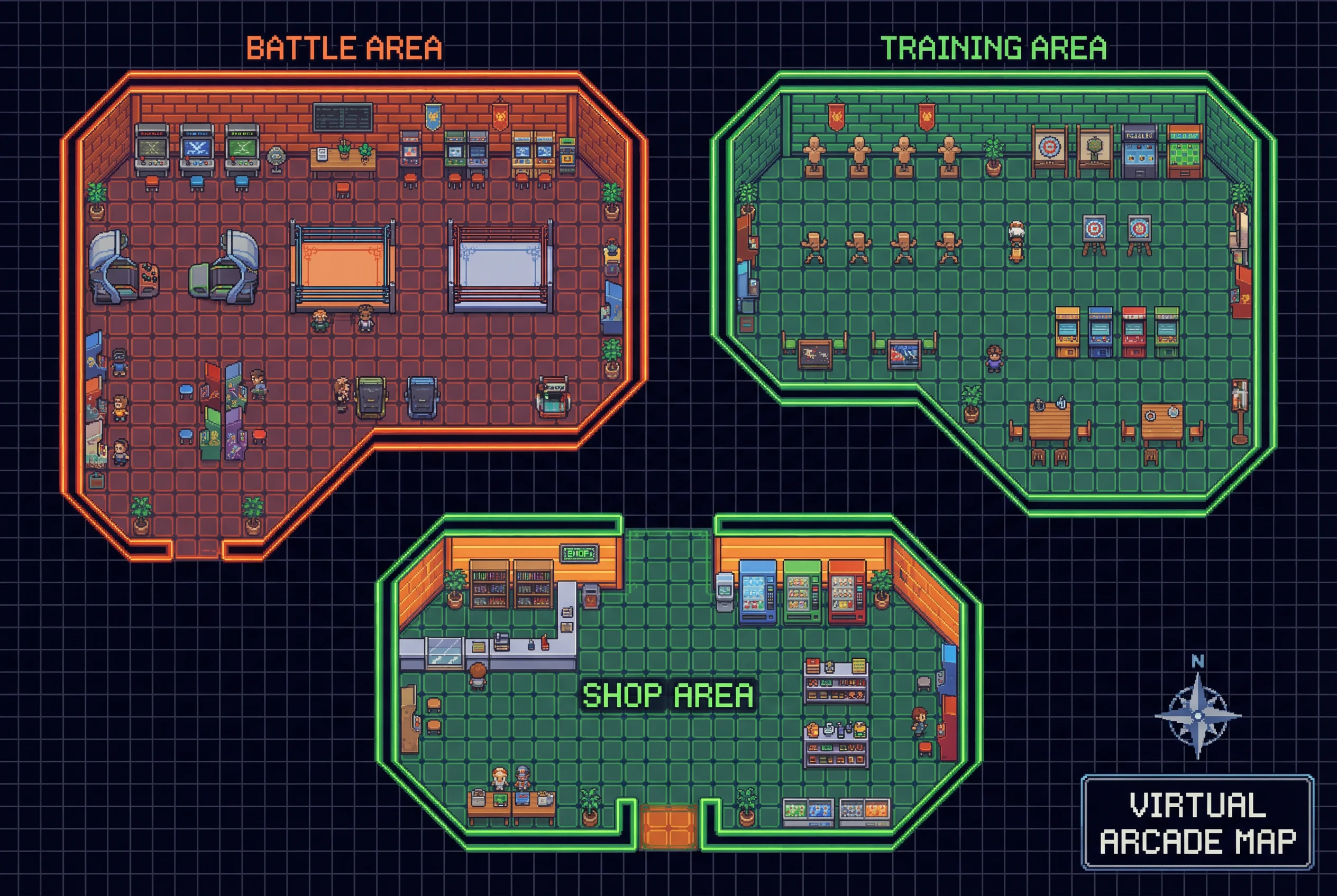 赛博格斗电子竞技场 电子试玩 虚拟街机厅地图