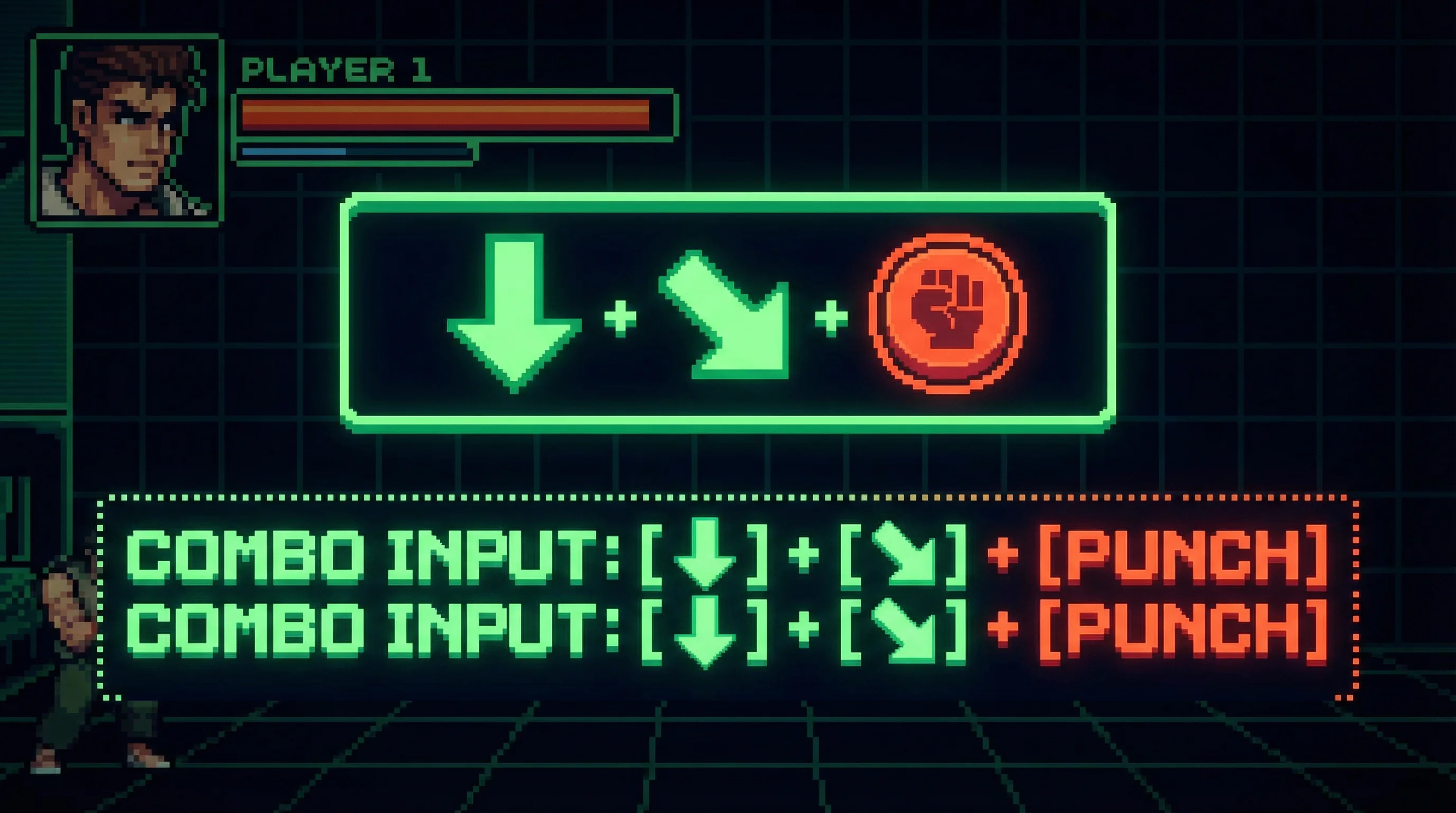 连招训练室中的 电子试玩 指令输入界面