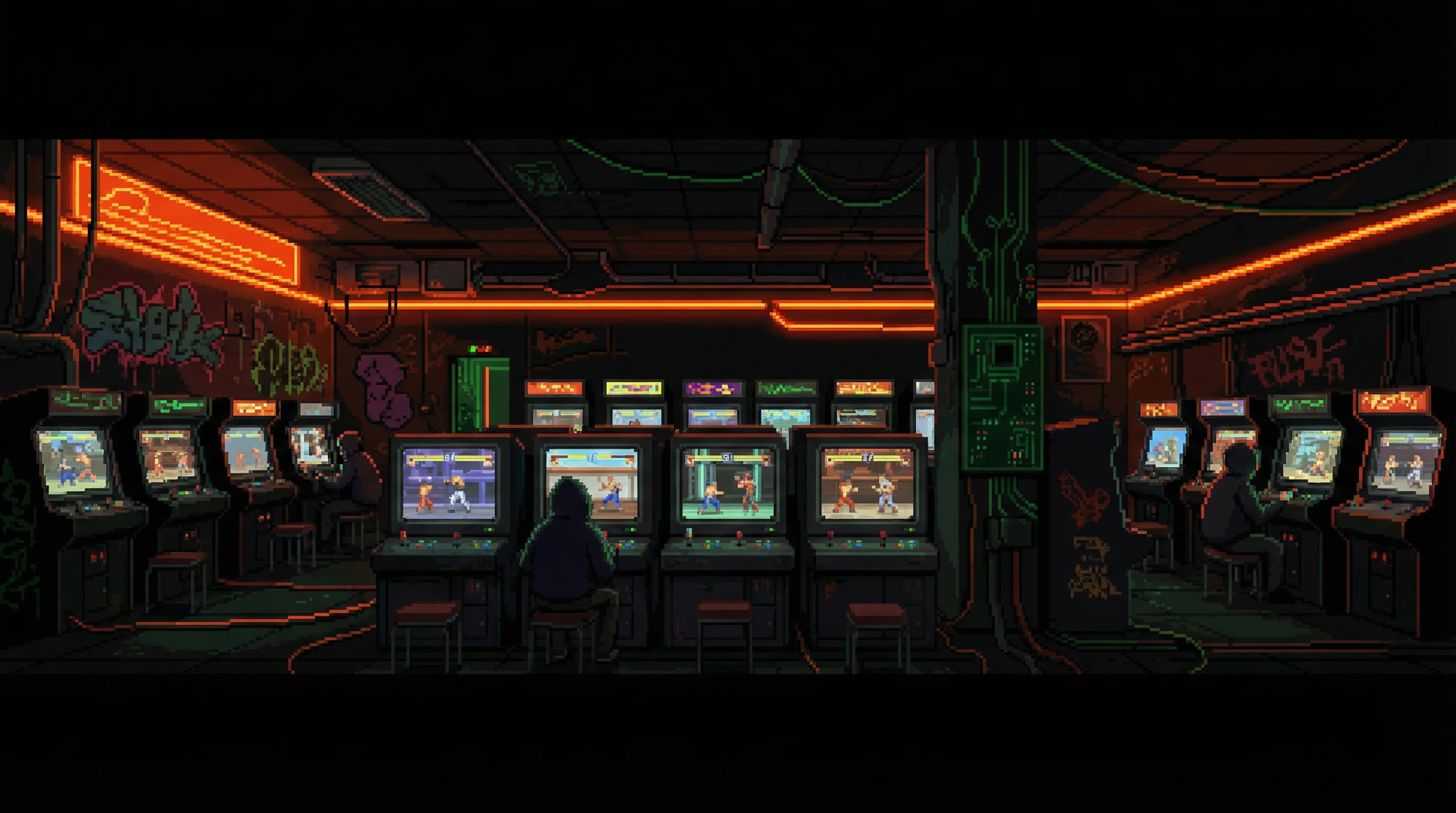 像素艺术作品：赛博街机场景 - 电子试玩 社区创作