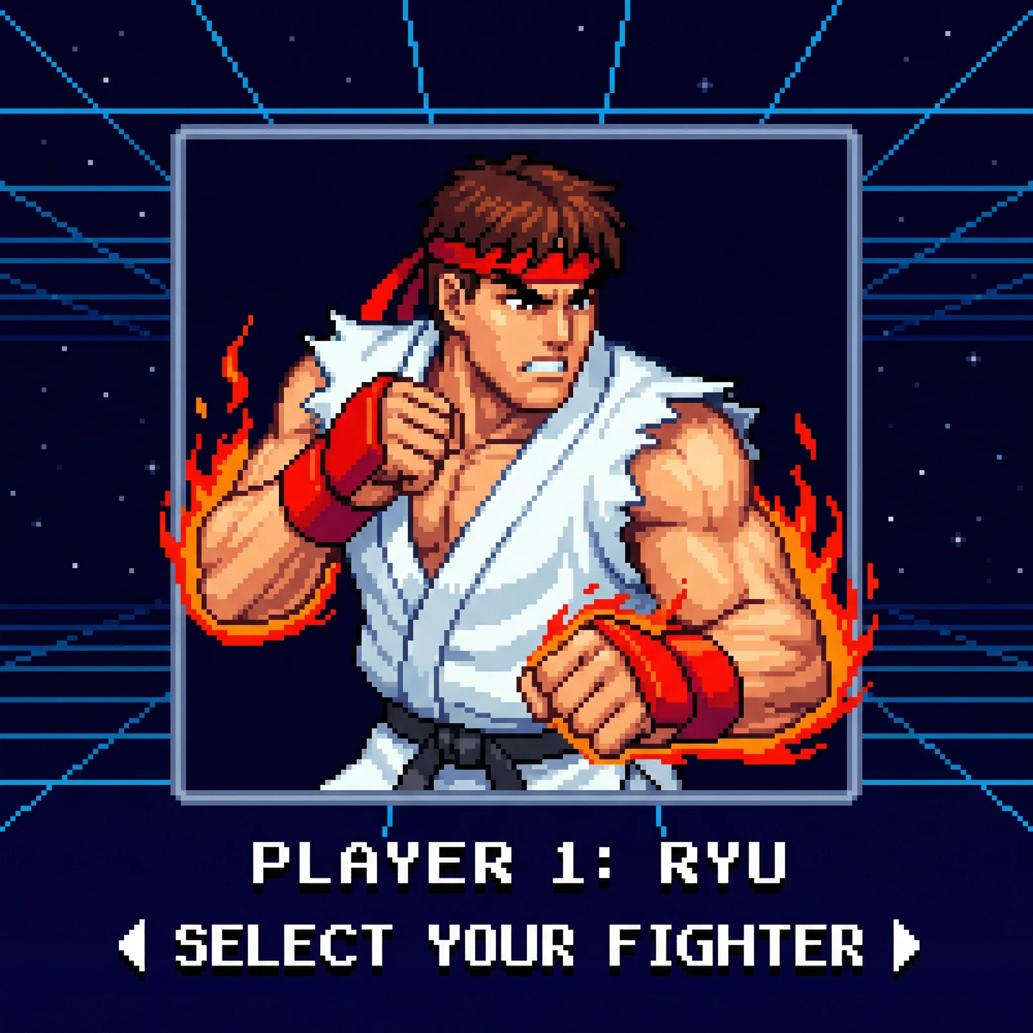 格斗家隆的像素头像 - 电子试玩 角色